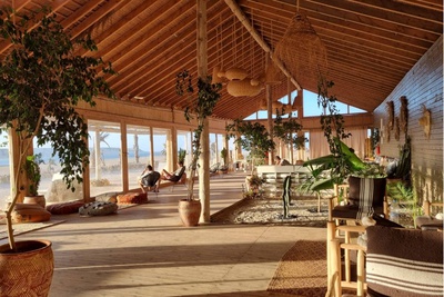 Kitesurfing on the huge lagoon in Dakhla