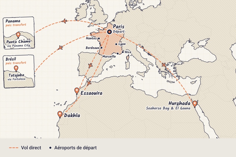 Abflüge in Kiteziele ab Frankreich